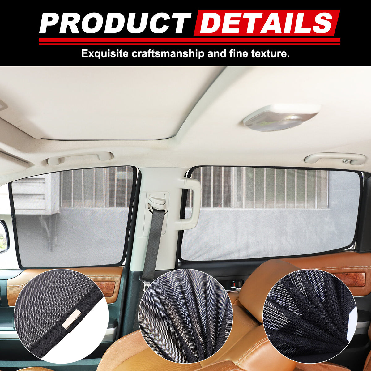 Black Window Screen Sun Shade Mesh Cover Windshield for Toyota Tundra 2007-21 US 15