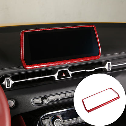 Red Carbon Fiber Console Navigation GPS Panel Trim For Toyota Supra 19-24 1