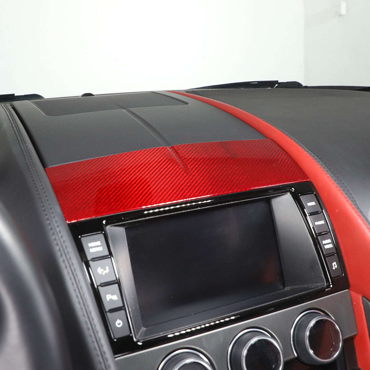 Red Carbon Fiber Console Navigation Upper Panel Cover Trim For Jaguar F-TYPE 13+ 11