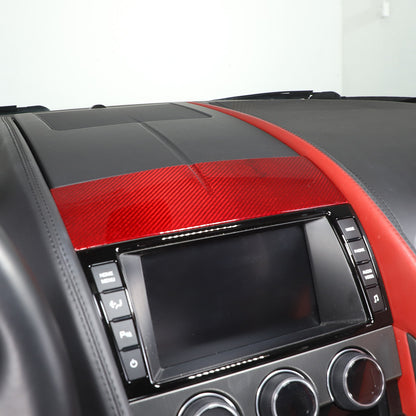 Red Carbon Fiber Console Navigation Upper Panel Cover Trim For Jaguar F-TYPE 13+ 11