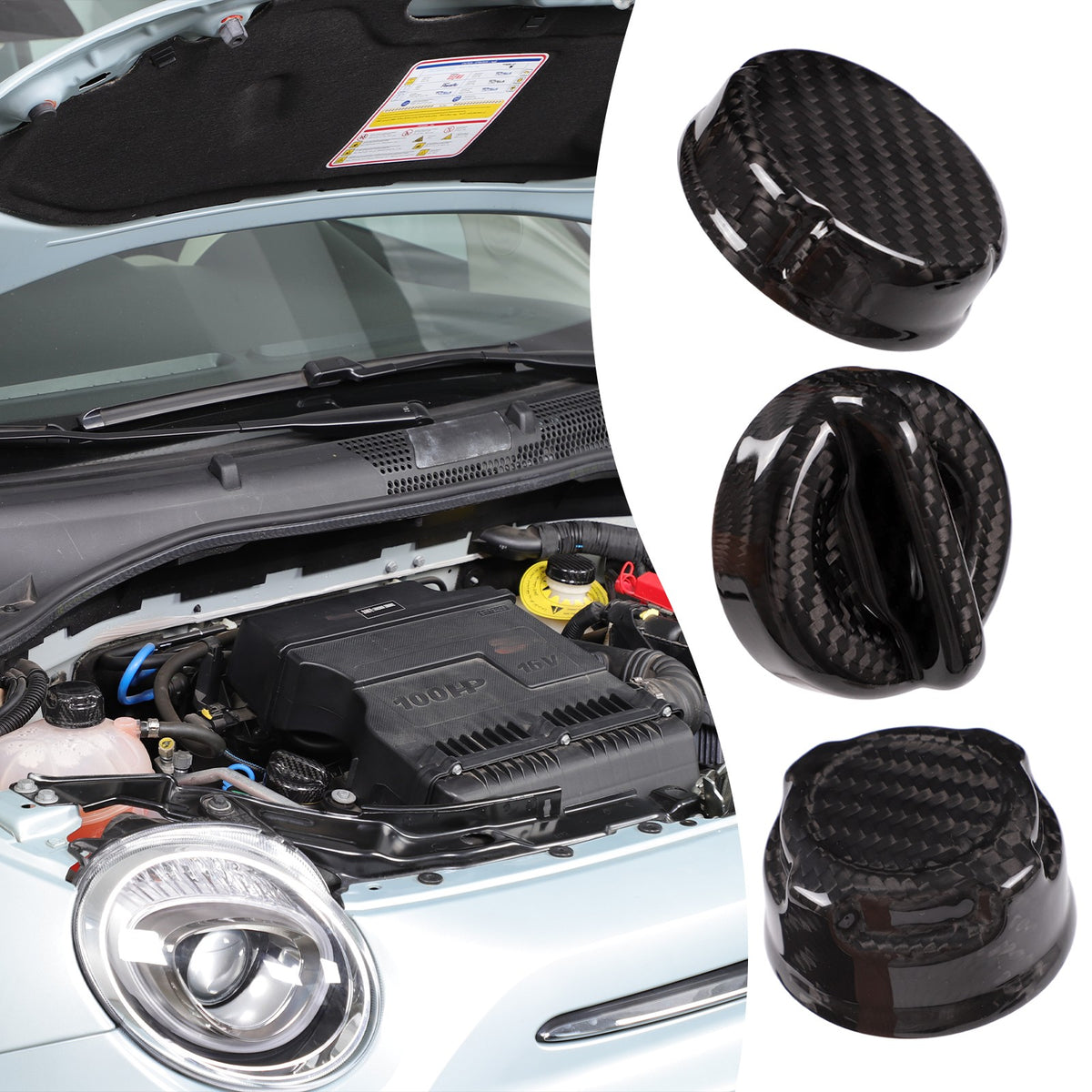 Real Carbon Fiber Engine Oil Filler Cap Trim For Fiat 500 Abarth 595 695 312 16+ 19