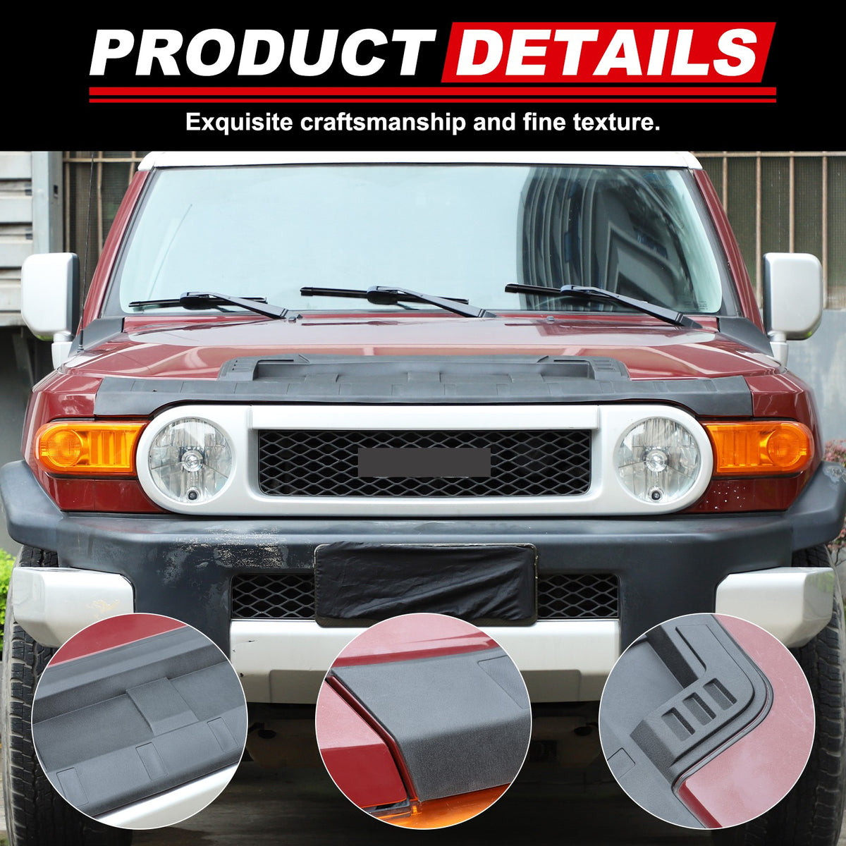 TPE Bonnet Hood Bra Stone Guard Deflectors For Toyota FJ Cruiser 2007-2021 18