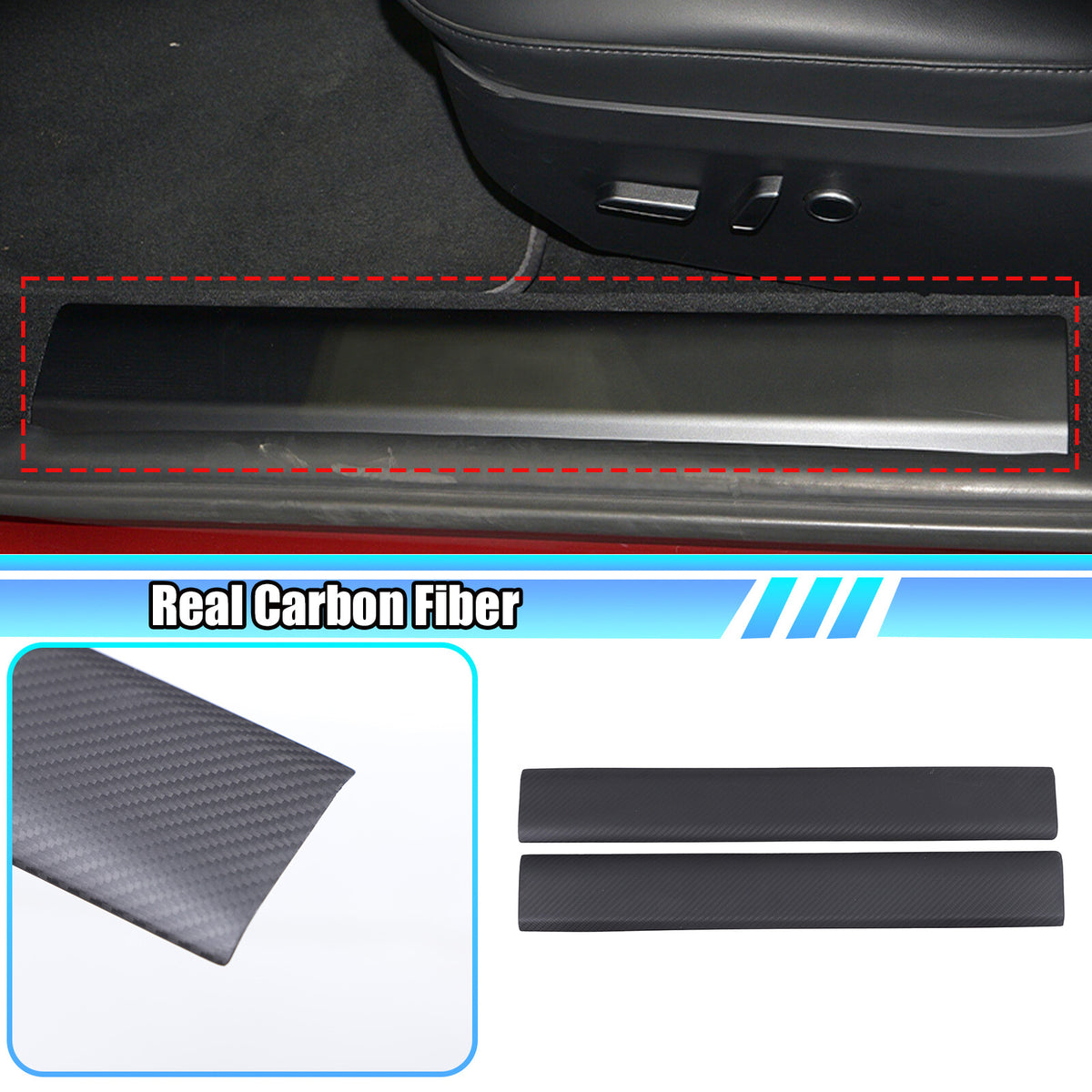 Matte Carbon Fiber Interior Door Sill Plate Guard Cover For Tesla Model S 2023+ 1