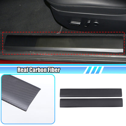 Matte Carbon Fiber Interior Door Sill Plate Guard Cover For Tesla Model S 2023+ 1