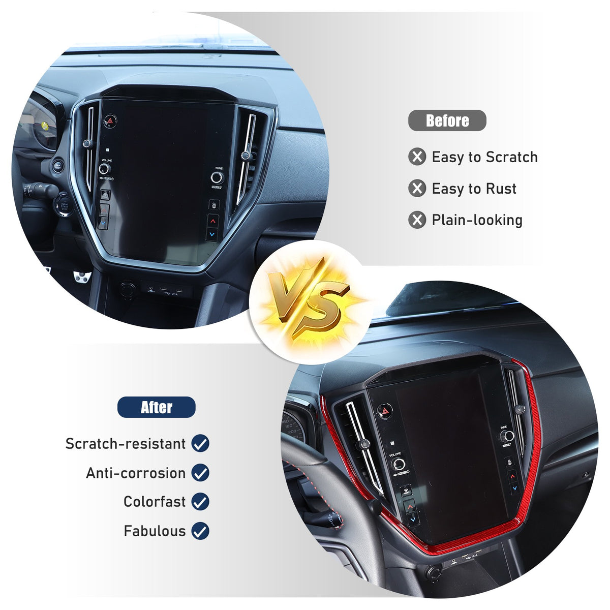 Red Real Carbon Fiber Navigation Screen Frame Trim For Subaru WRX VB MT 2022+ 4