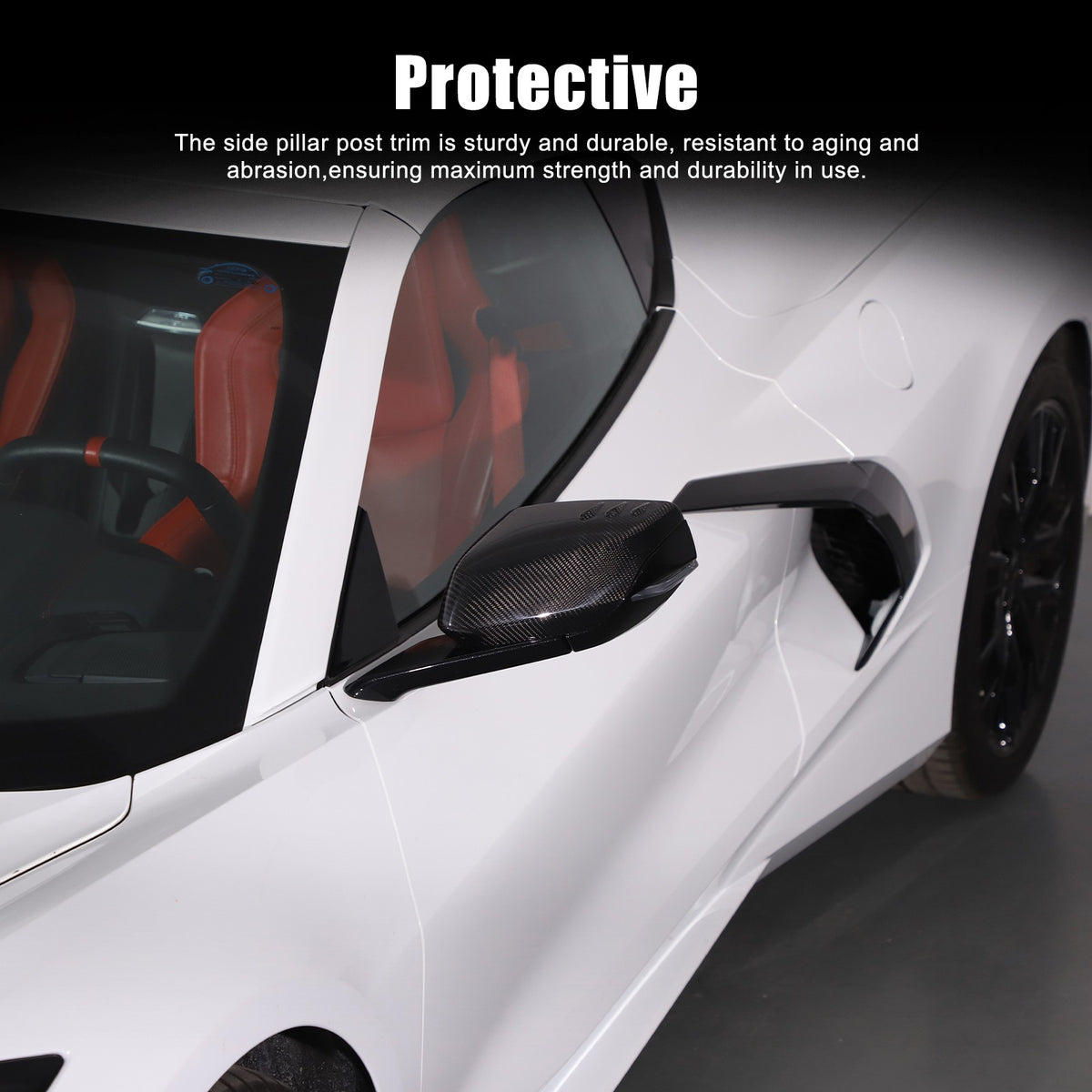Real Carbon Fiber Side Mirror Air Duct Trim Cover For Corvette C8 2020+ 7