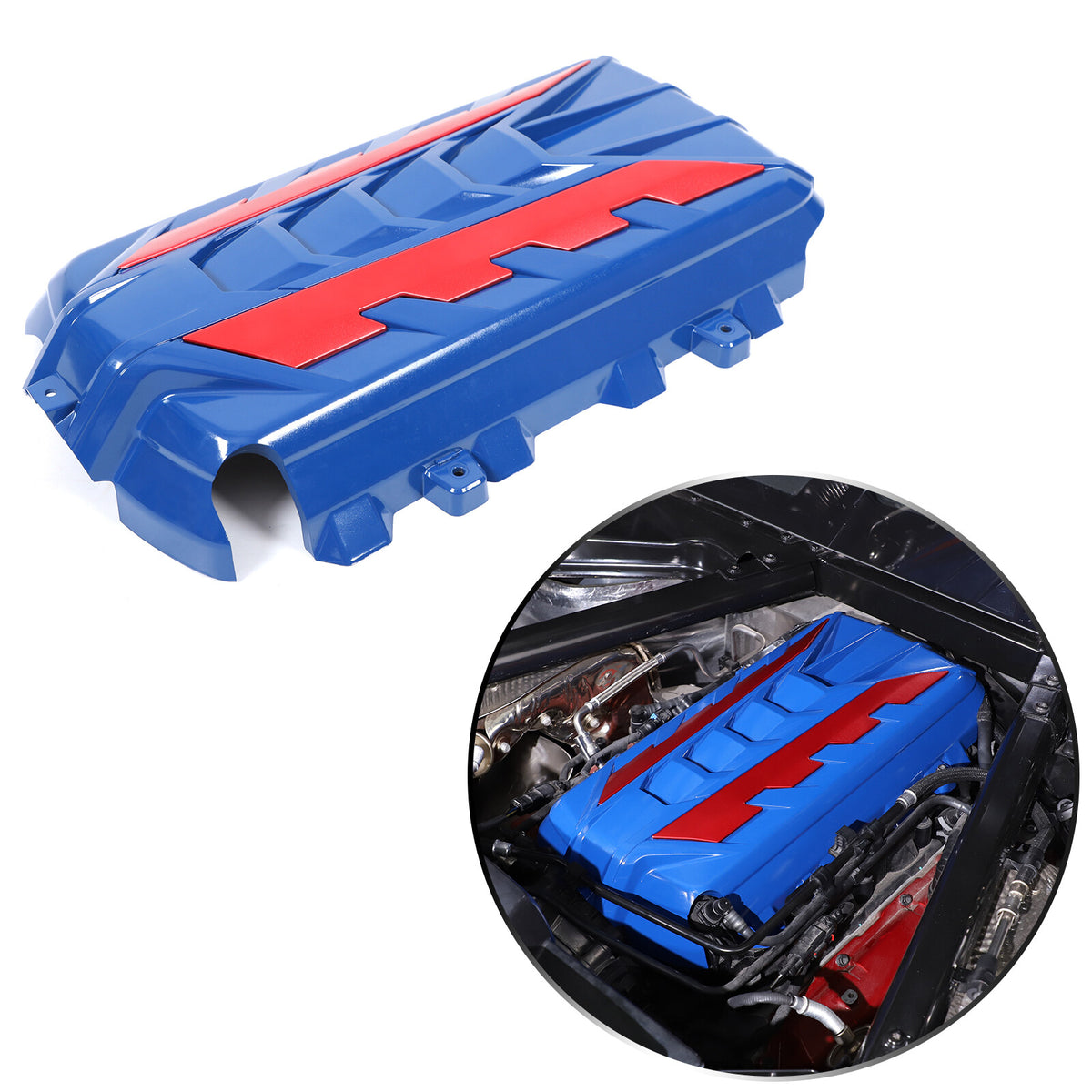 Blue Engine Bay Panel Cover Trim in Edge Red For Corvette C8 2020-26 4