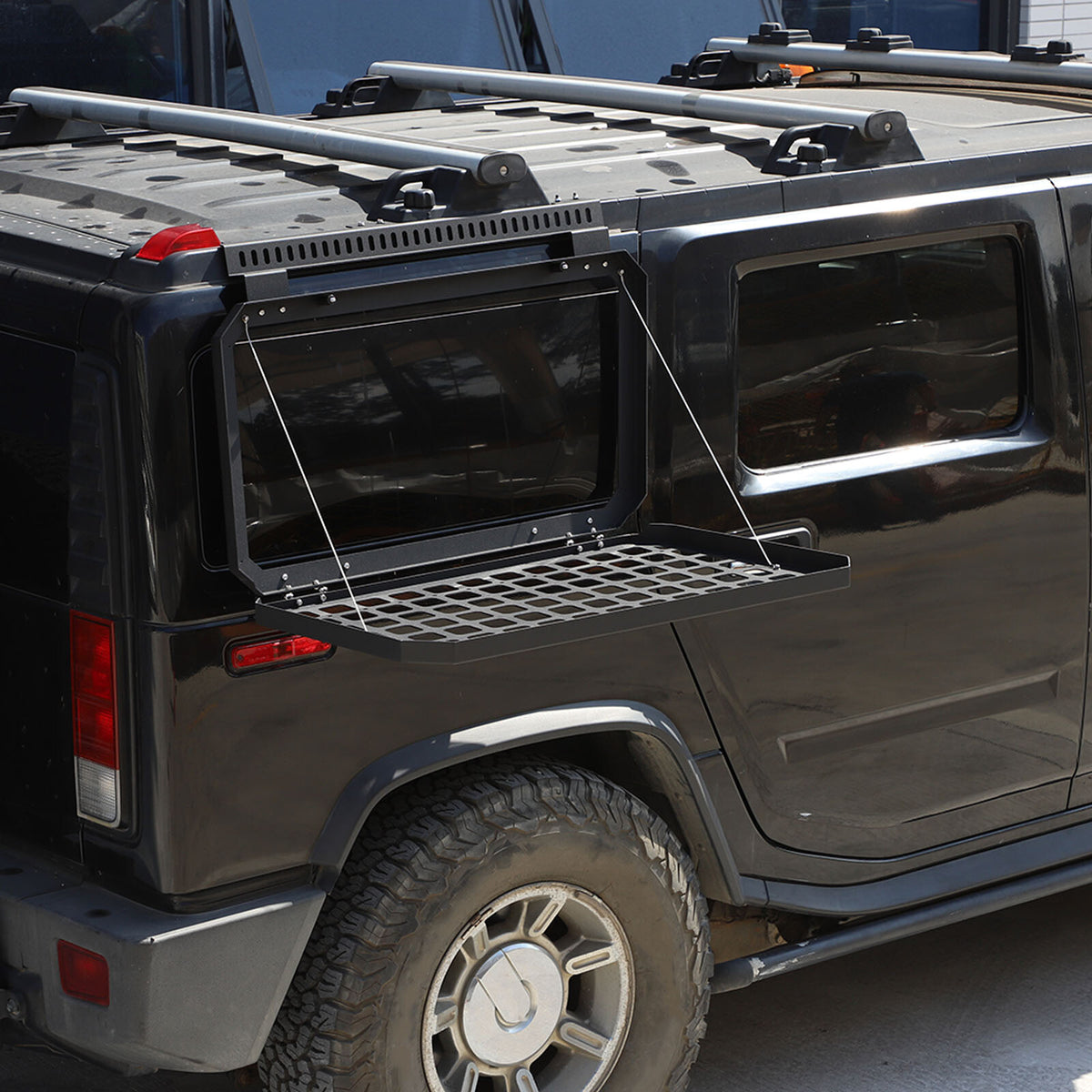 Alloy Rear Roof Climbing Ladder Rack Window Molle Panel For Hummer H2 2003-09 33