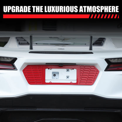 Red Alloy Rear License Plate Filler Frame Trim Cover For Corvette C8 2020-25 US 15