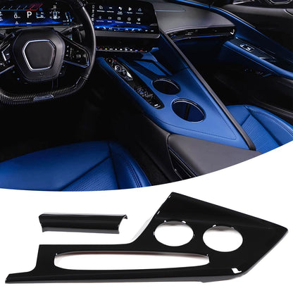 Glossy Piano Black Center Console Gear Panel Trim Set For Corvette C8 26+ US 8