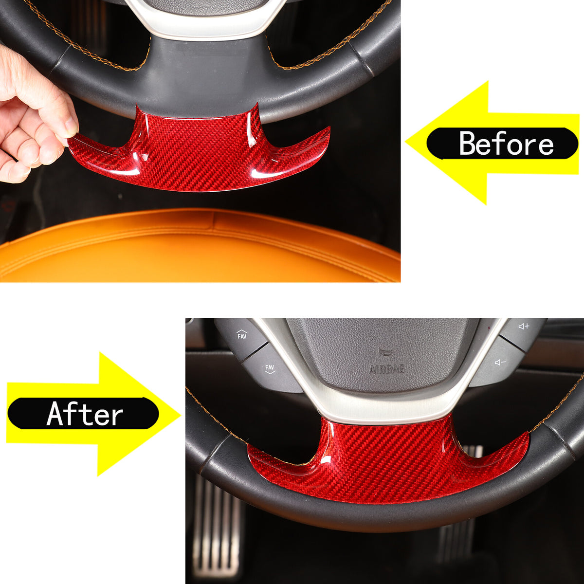 Red Real Carbon Fiber Interior Center Full Trim Set Kit For Corvette C7 2014-19 - Variants 6-10 10