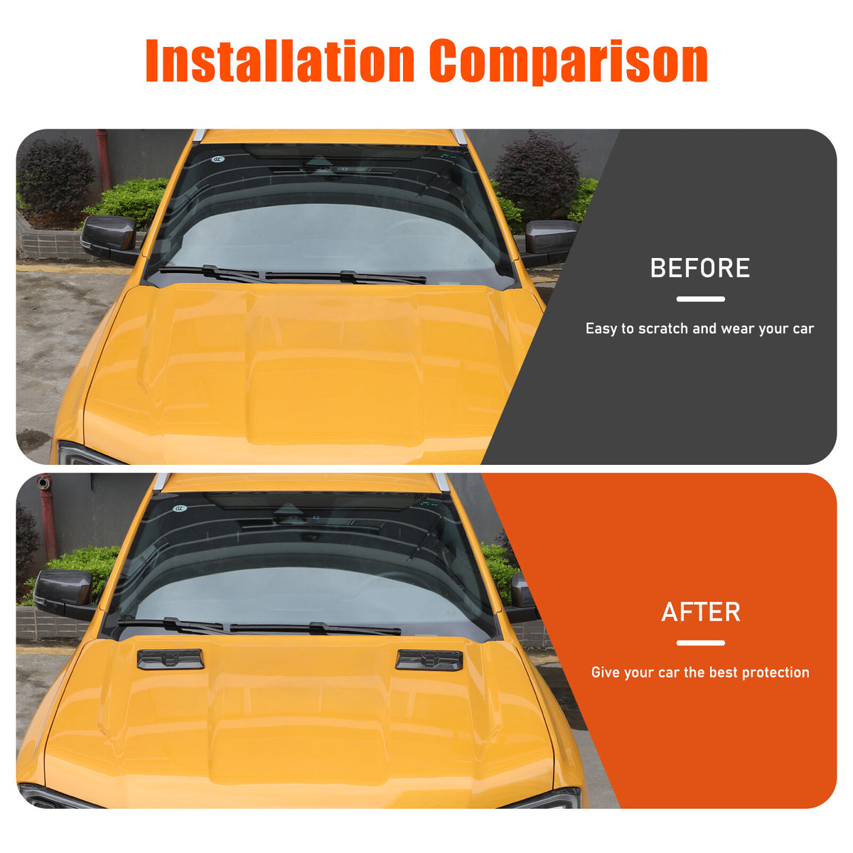 ABS Carbon Fiber Hood Engine Air Vent Cover Trim For Ford Ranger T9 2023-2024 19