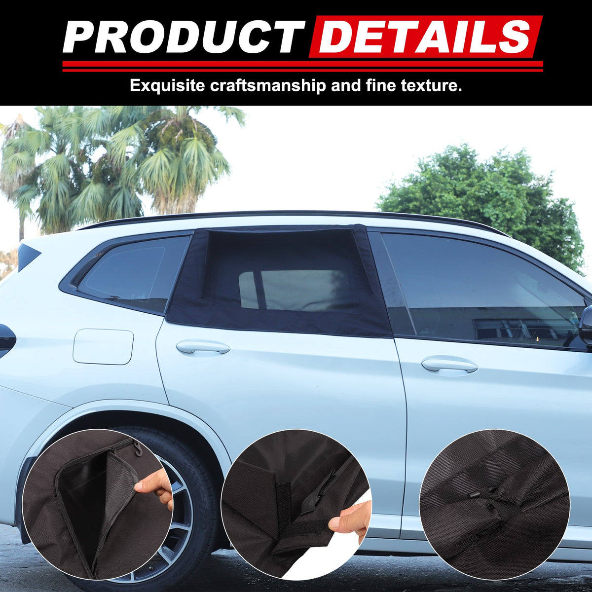 Black ABS Rear Door Window SunShade Cover For BMW X3 G01 2018-2024 19
