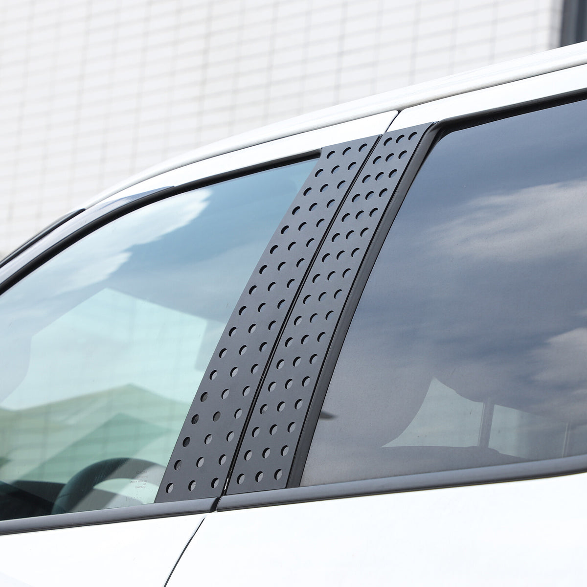 Black Aluminum Alloy Window Center Pillar Trim Panel For Toyota Tundra 2022+ 5