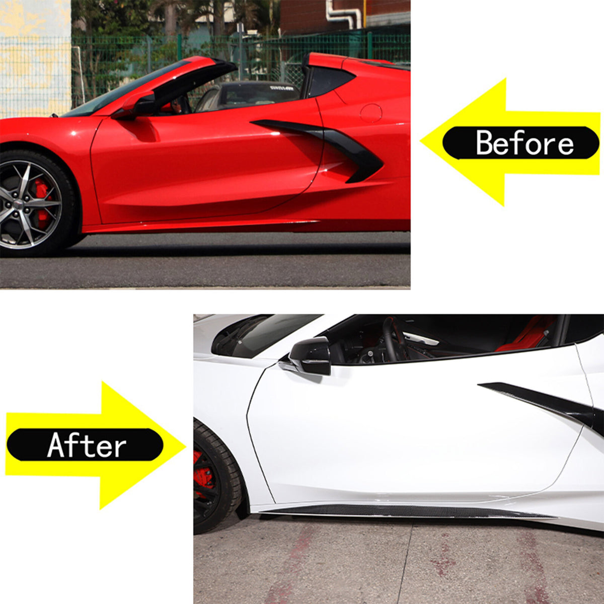 4PCS Soft Carbon Fiber Side Skirt Body Protector Trim For Corvette C8 2020-26 US 10