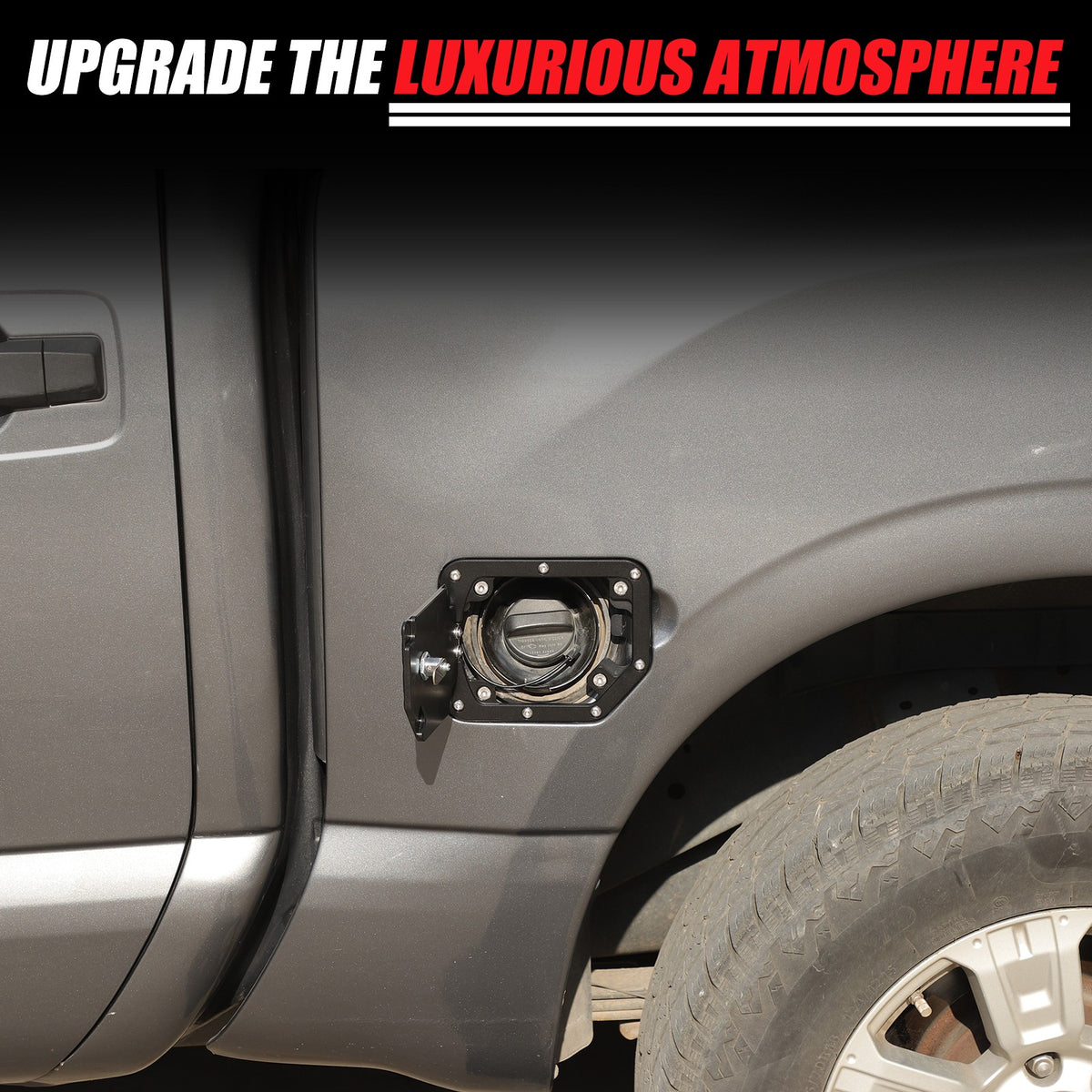 Black Aluminum Door Fuel Tank Cover W/ Lock Gas Cap Trim For Nissan Titan 16-23 21