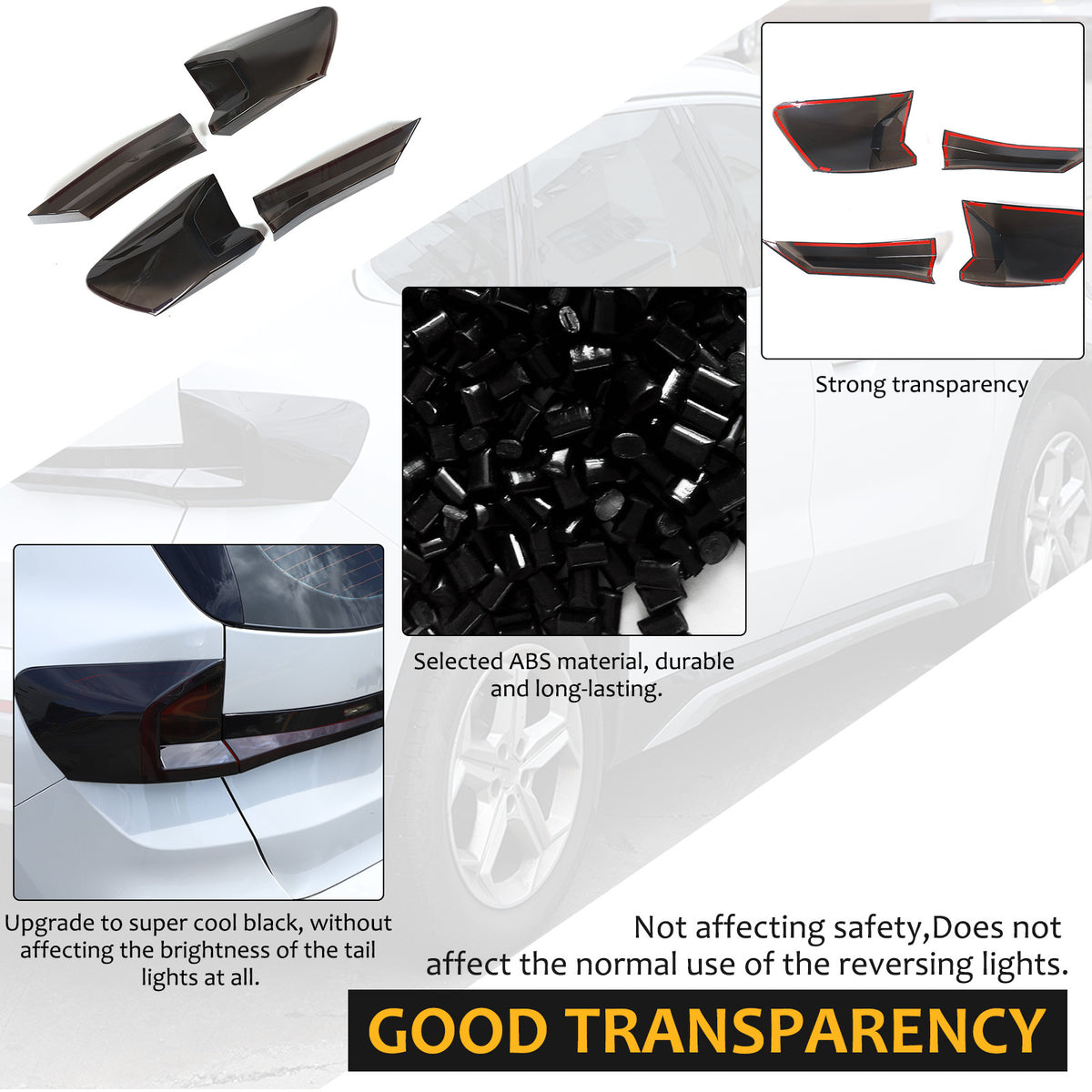 Smoked Black Rear Tail Light Guard Decor Cover Trim For BMW X1 iX1 U11 2023+ 17