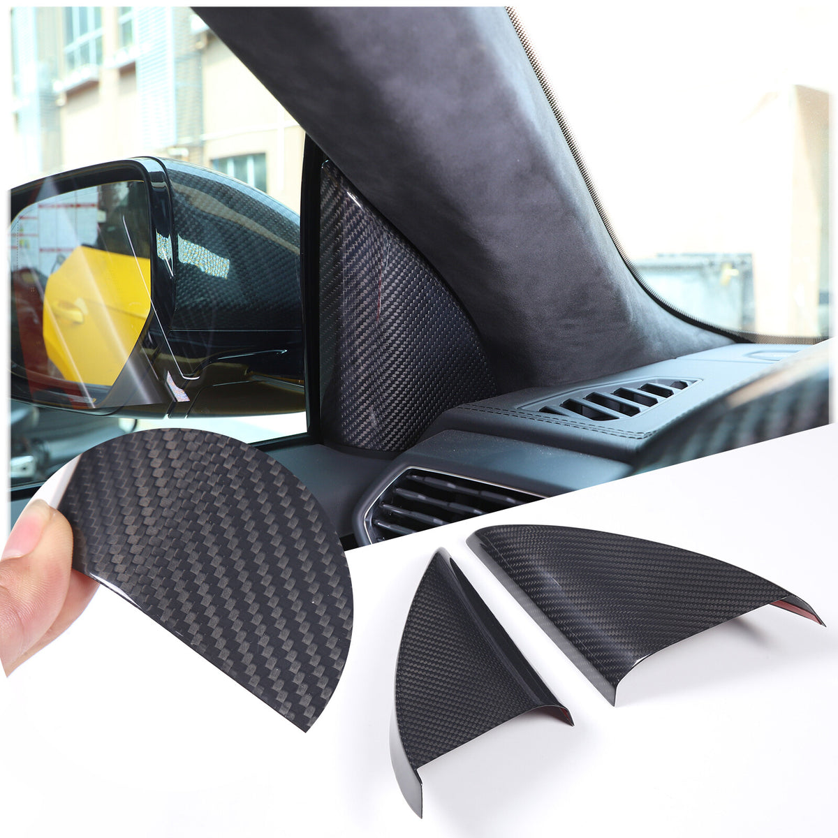 Real Carbon Fiber Inner Door Triangle A Pillar Trim For Lamborghini URUS 2018-23 1