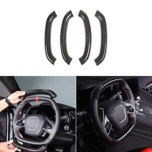 Carbon fiber Style Steering Wheel Top Lower Handle Cover Trim For C8 Corvette 1
