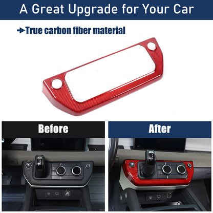 Red Real Carbon Fiber Air Conditioning Switch Panel Trim for LR Defender 2020-24 15