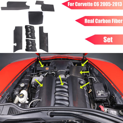 Real Dry Carbon Fiber Intake Manifold Cover Engine Set For Corvette C6 2005-13 1
