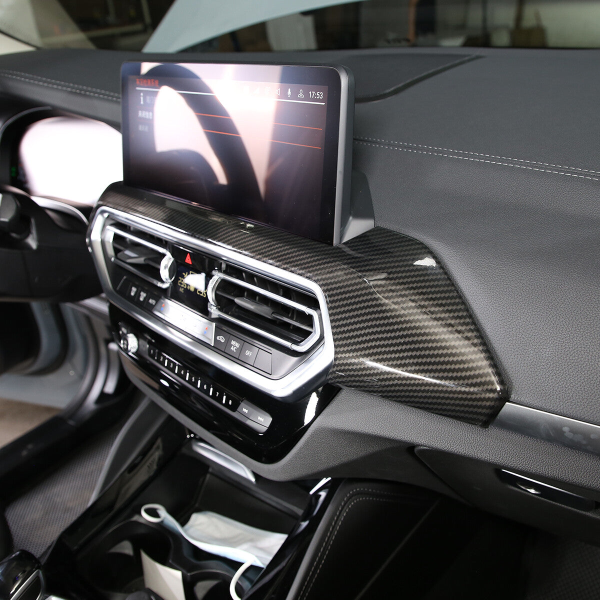 For BMW X3 G01 X4 2018~2022 Cover Trim Style Middle Carbon Fiber Air Outlet Vent 10