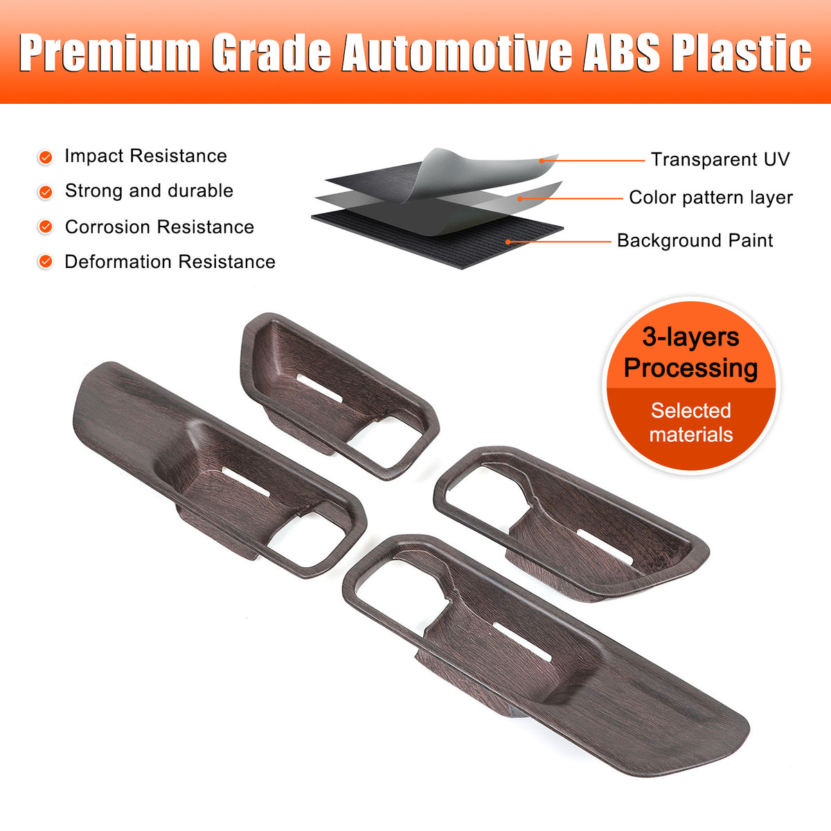 Grain Interior Door Handle Bowl Frame Trim For Toyota Land Cruiser LC250 24+ US 11