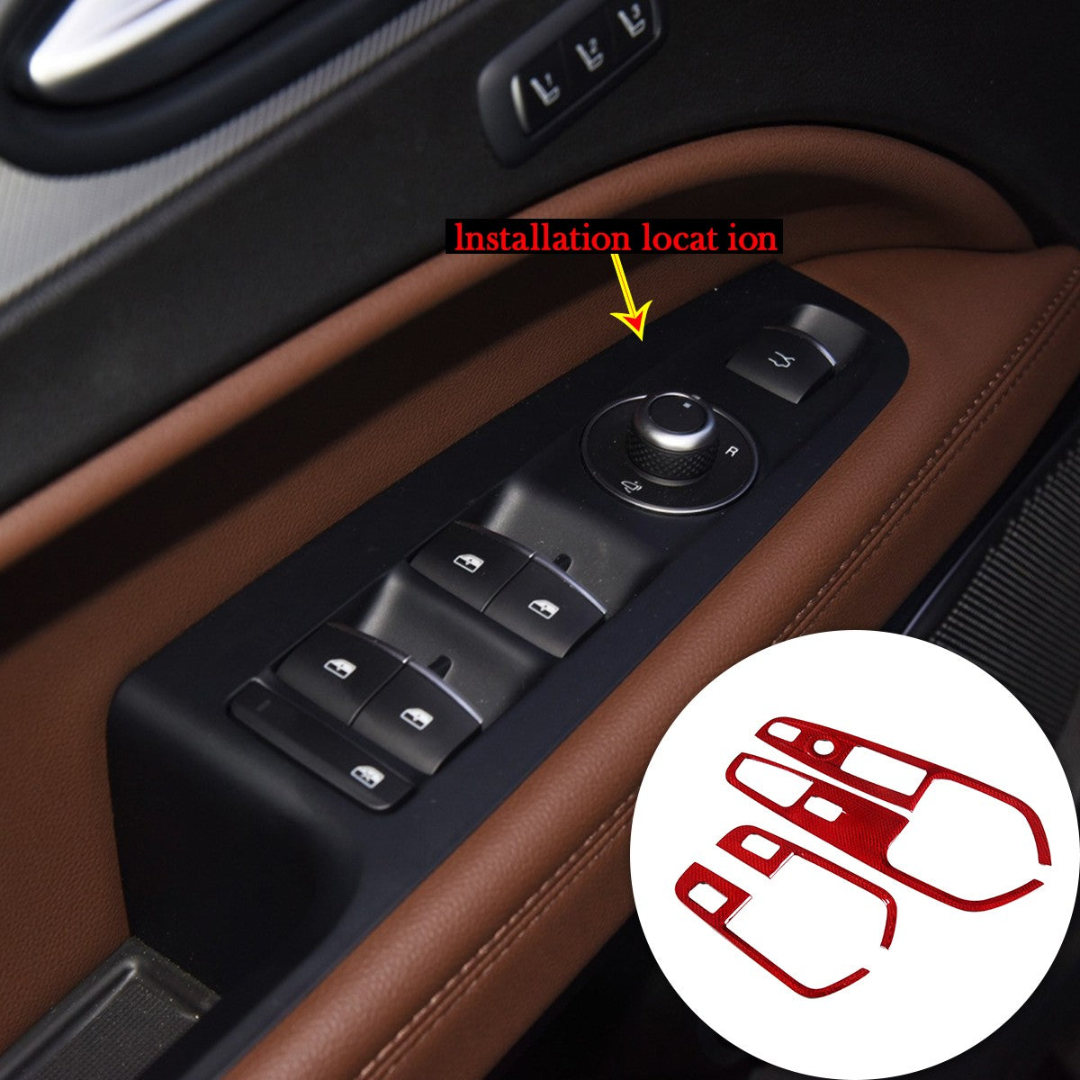 Red Real Carbon Fiber WindowLift Switch Panel Trim For Alfa Romeo Stelvio 17-20 12