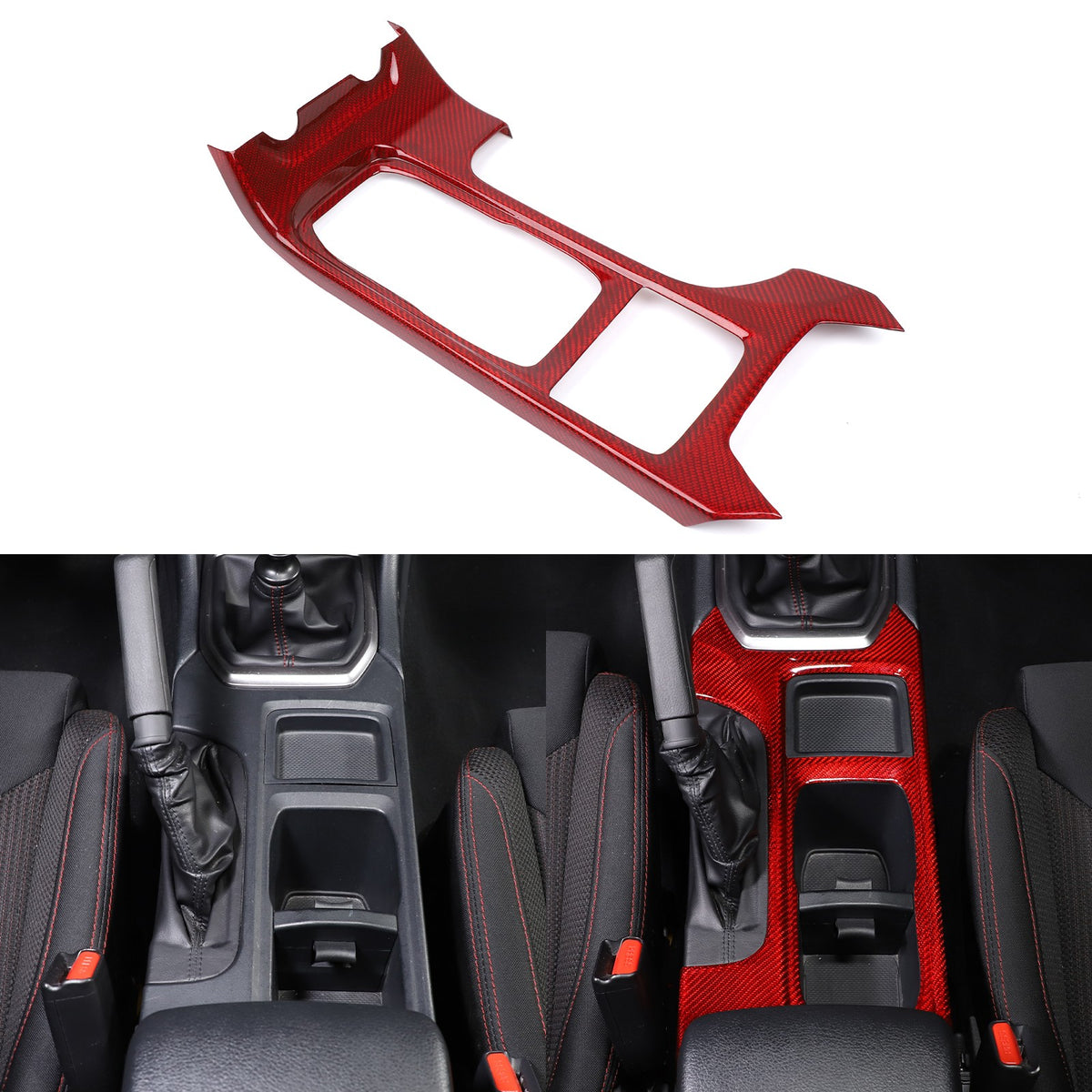 Red Real Carbon Fiber Center Console Cup Holder Trim For Subaru WRX VB 2022+ 1