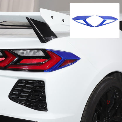 Blue Real Carbon Fiber Rear Tail Light Side Trim For Corvette C8 2020+ 20
