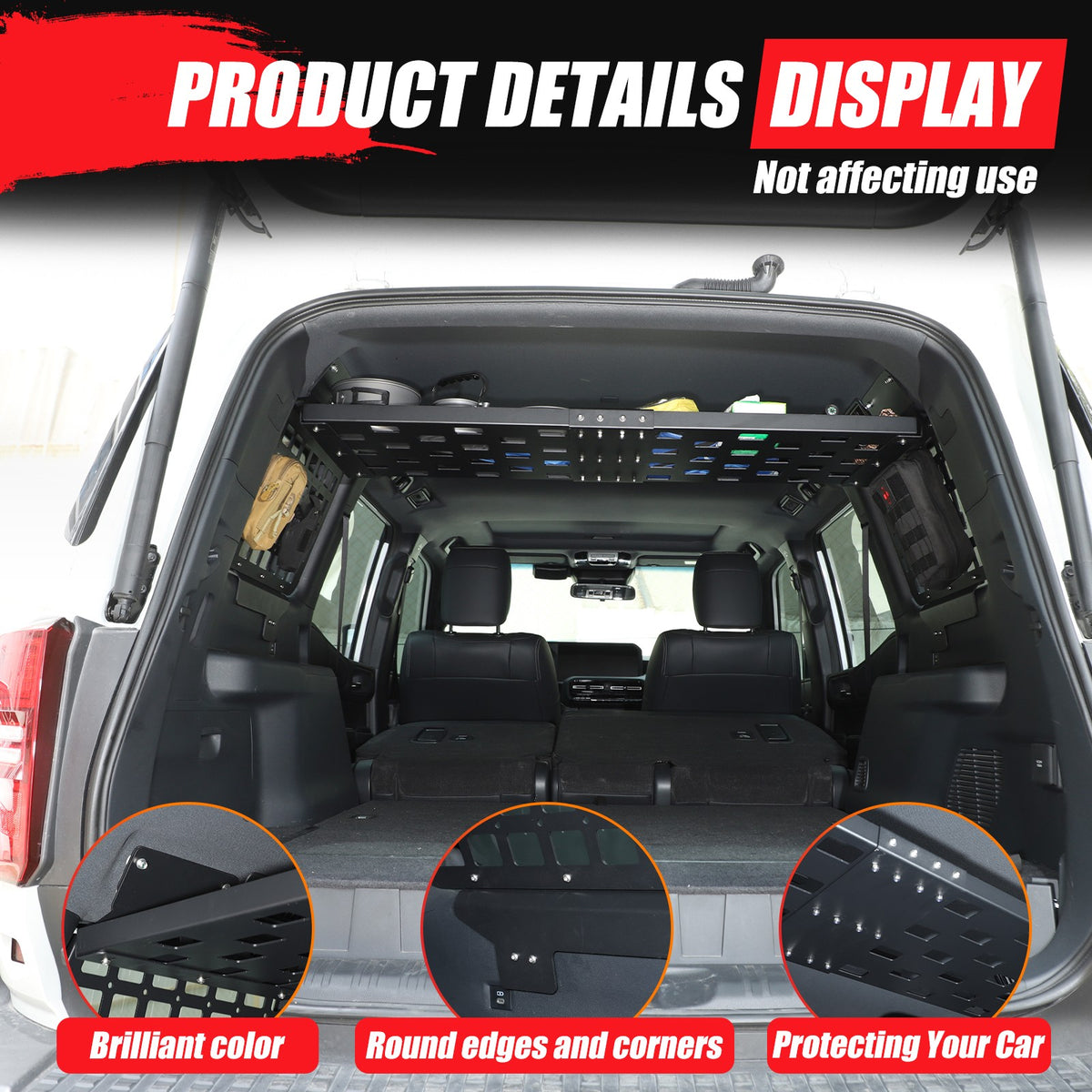 Molle Panel Trunk Shelf Storage Rack For Toyota Land Cruiser Prado LC250 2024+ 8