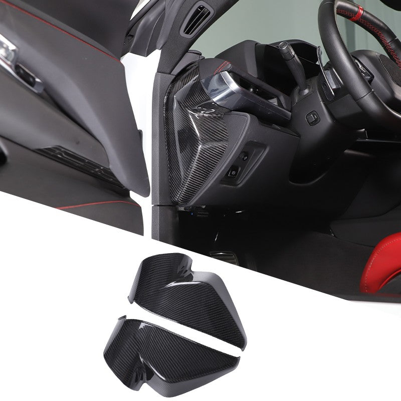 Real Carbon Fiber Interior Door Pillar Trim Cover For Corvette C8 2020+ 22