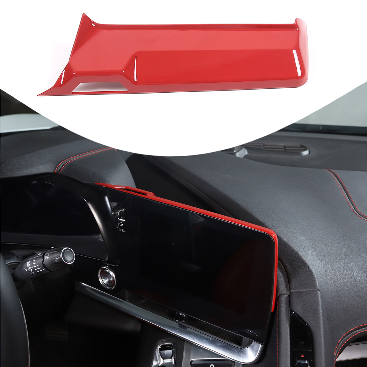 Interior ABS Red Console GPS Navigation Cover Trim For Corvette C8 Stingray 12