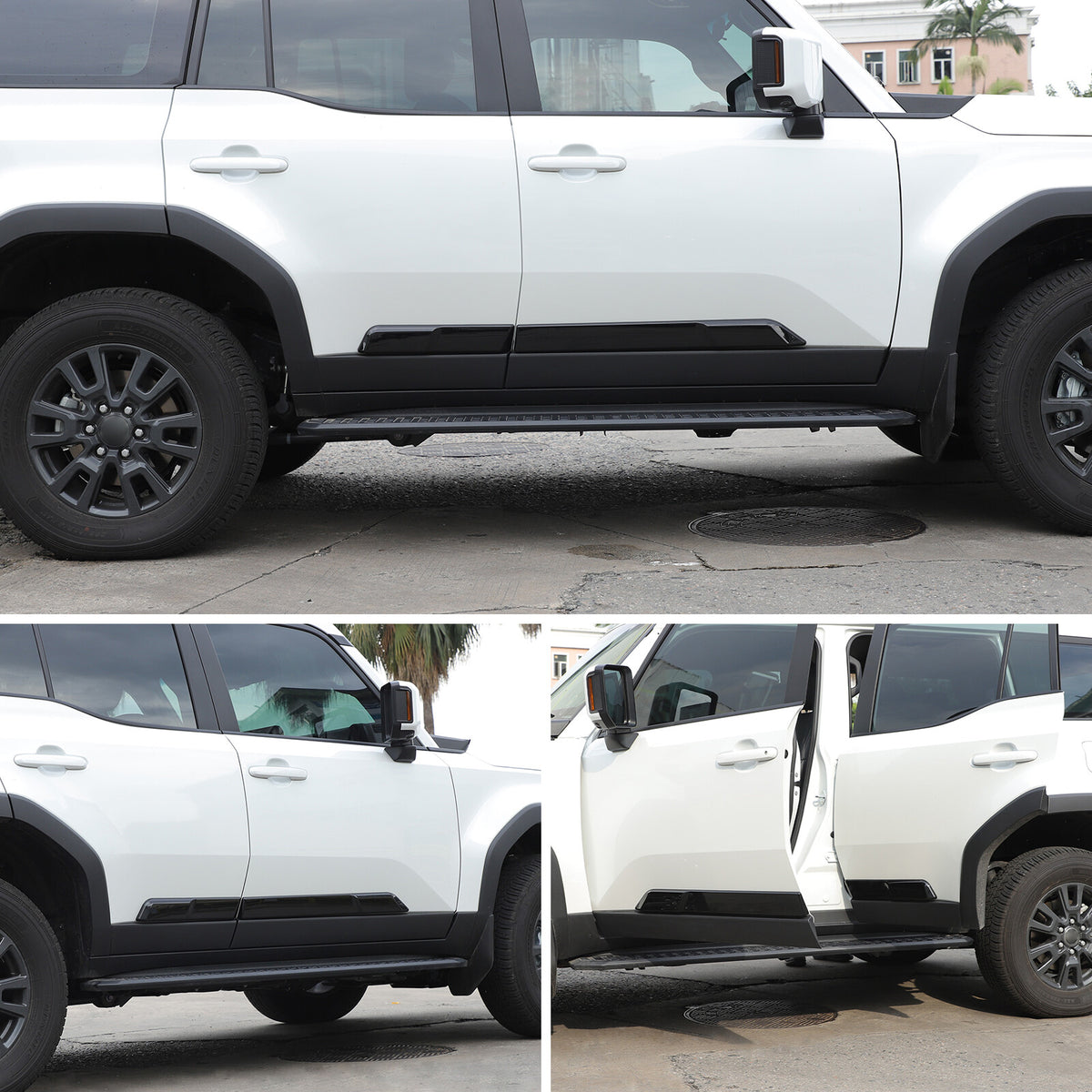 Glossy black Body Side Door Moulding Cover Trim For Toyota Land Cruiser LC250 24 13