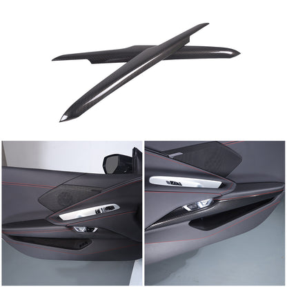 ABS Carbon Fiber Interior Anti-Kick Door Panel Cover Trim Kit For Corvette C8 16