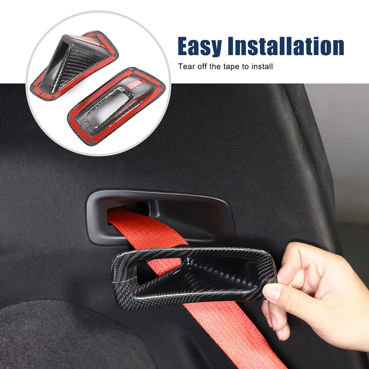 Real Carbon Fiber Seat Safety Belt Button Cover Frame Trim For Corvette C8 20-26 17