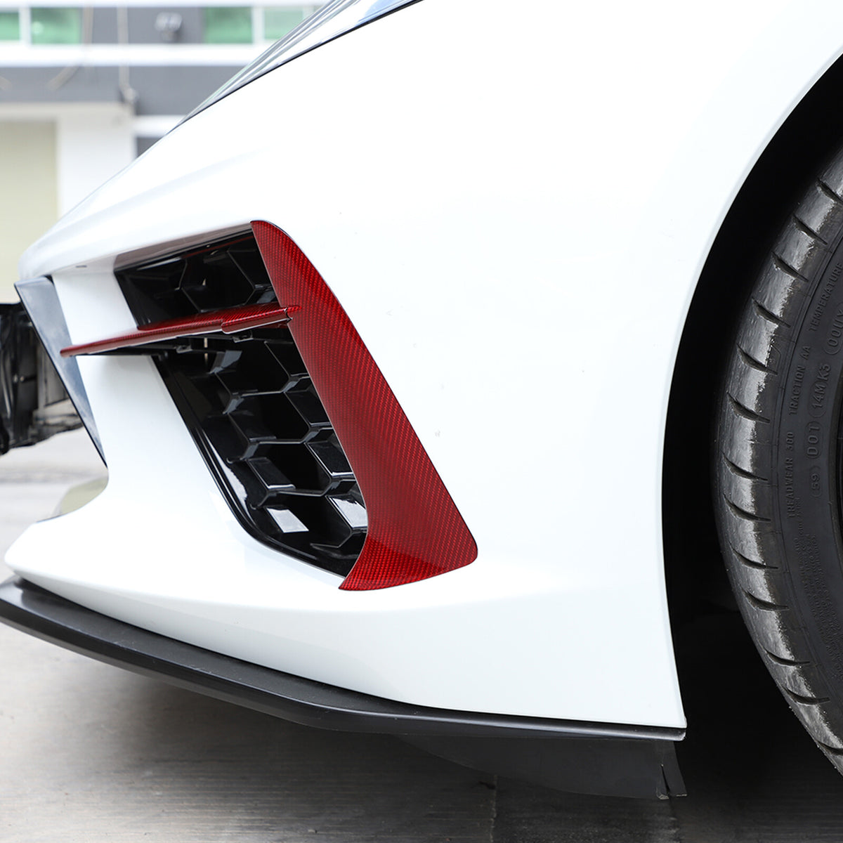 Red Real Carbon Front Grille Bumper Insert Trim For C8 Corvette Z51 Coupe 2020+ 5