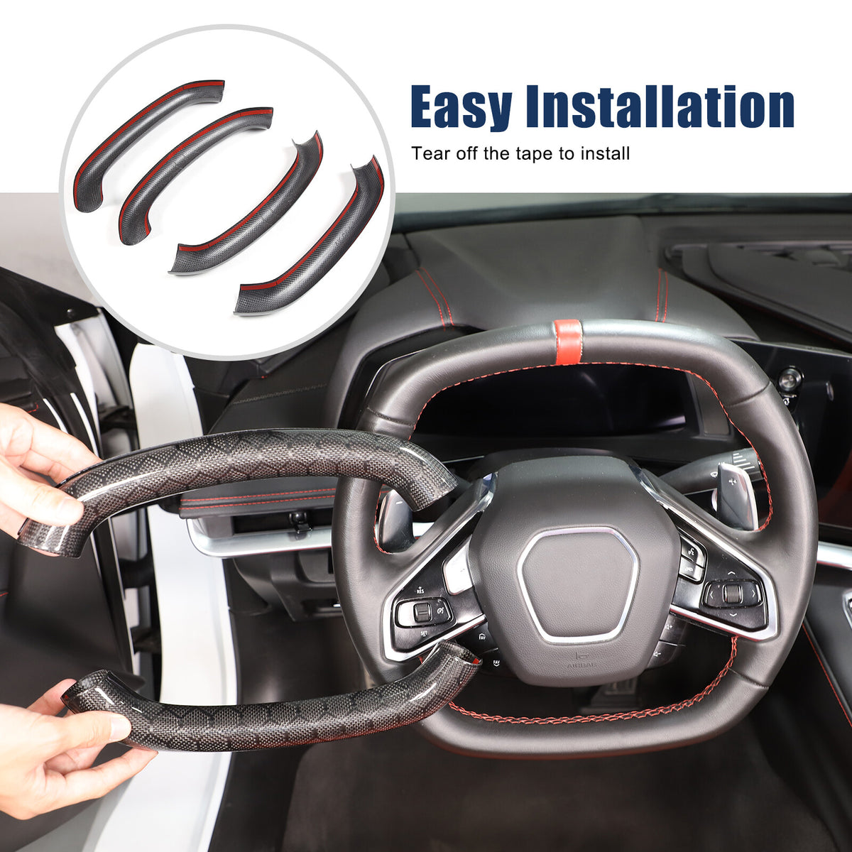 Real Honeycomb Carbon Fiber Steering Wheel Top Handle Cover Trim For C8 Corvette 16