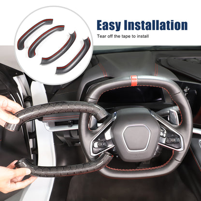 Real Honeycomb Carbon Fiber Steering Wheel Top Handle Cover Trim For C8 Corvette 16