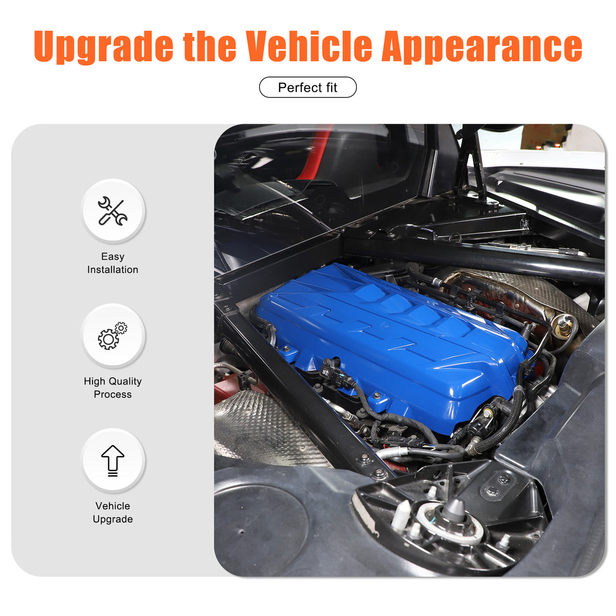 Blue Engine Hood Panel Trim Cover For Corvette C8 2020-26 US 20