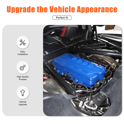 Blue Engine Hood Panel Trim Cover For Corvette C8 2020-26 US 20