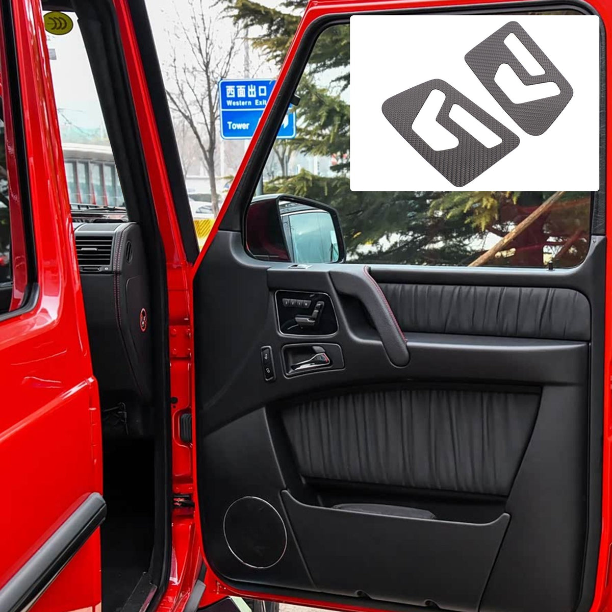 Real Carbon Fiber Seat Adjustment Switch Frame For Benz G-Class W463 2013-2018 1