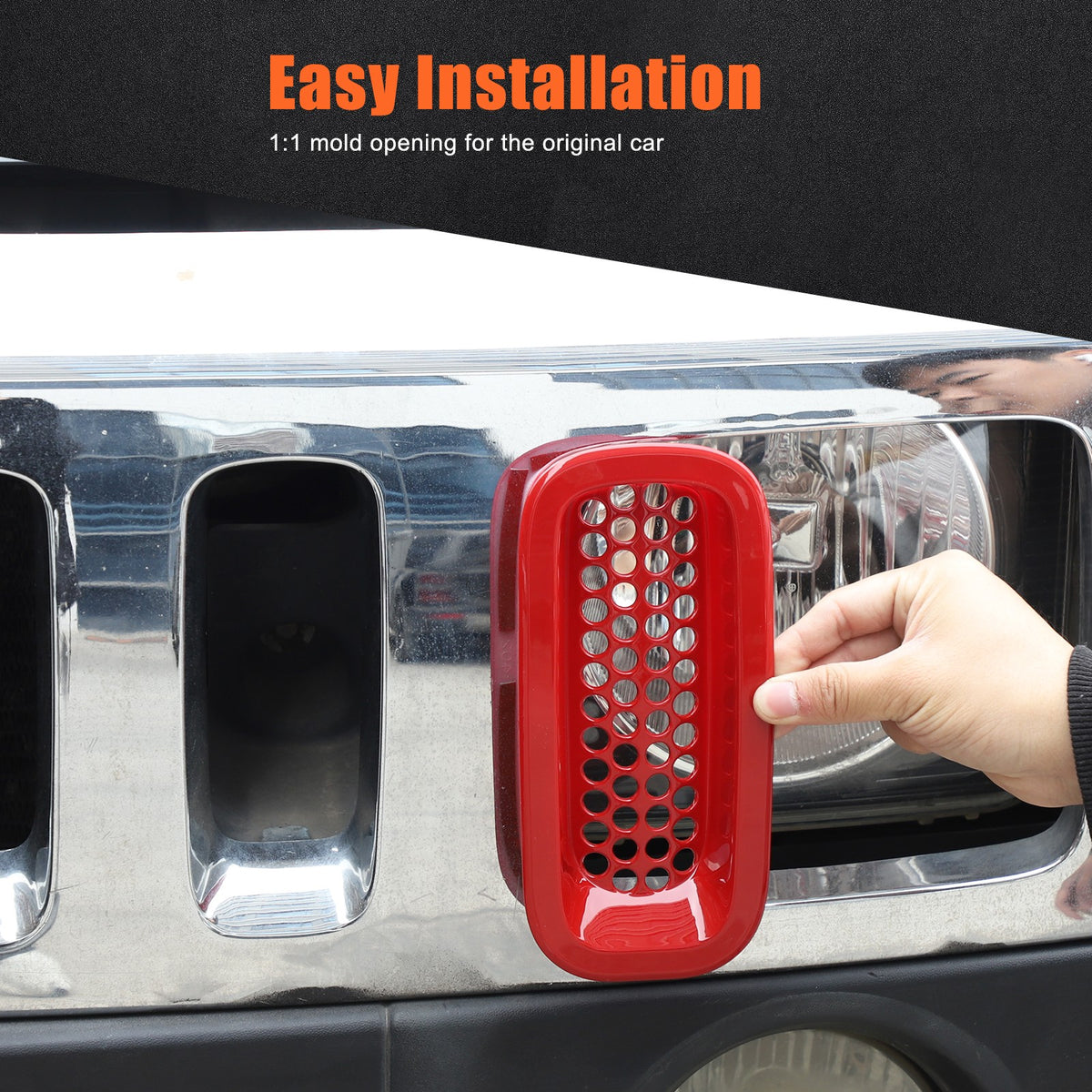 Sport Red ABS Front Grille Insect Screen Trim For Hummer H3 2005-2009 17