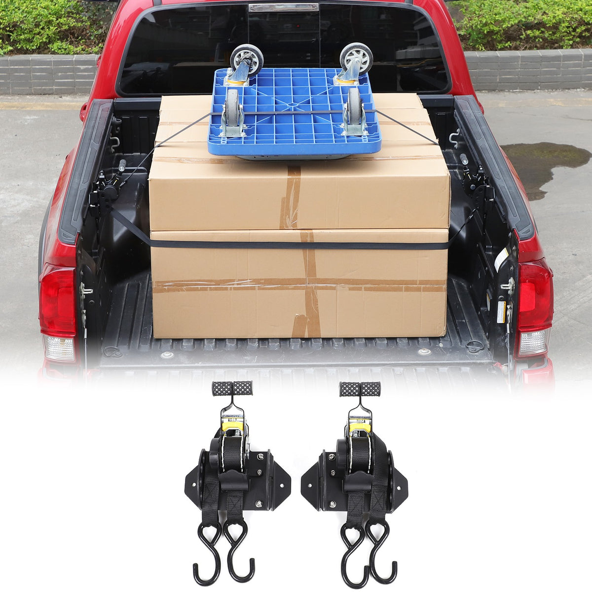 Retractable Truck Bed Tie-Down Ratchet Straps For Toyota Tacoma/Tundra US 17