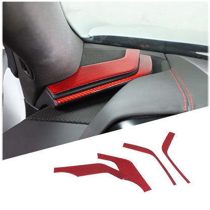 Red Soft Carbon Fiber Interior Decor Trim Kit Cover Set For Corvette C8 20-25 189