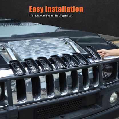 Black ABS Front Grille Anti-Insect Bug Screen Trim For Hummer H2 2003-2007 9