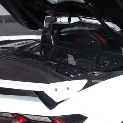Black Aluminum Engine Hood Transparent Panel Cover Trim For Corvette C8 20+ 21