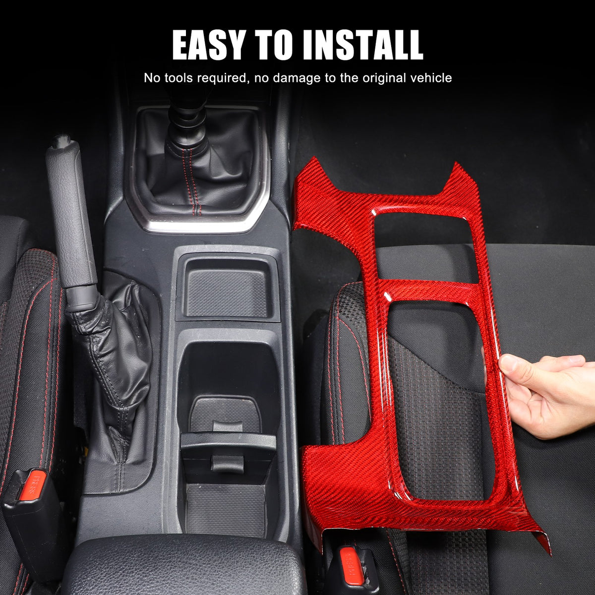Red Real Carbon Fiber Center Console Cup Holder Trim For Subaru WRX VB 2022+ 9