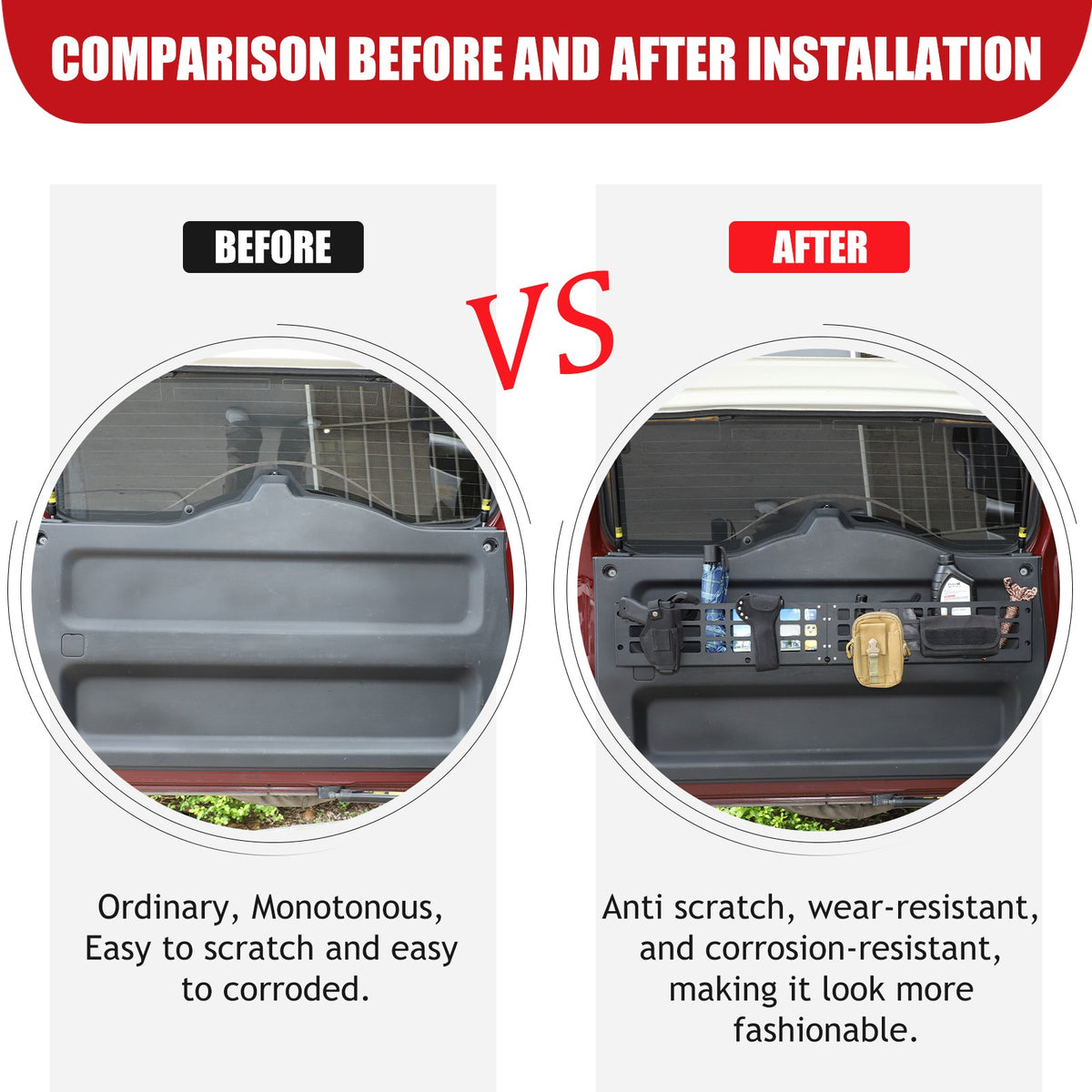 Aluminum Tailgate Hanging Bag Rack Molle Panel For Toyota FJ Cruiser 2007-2021 3