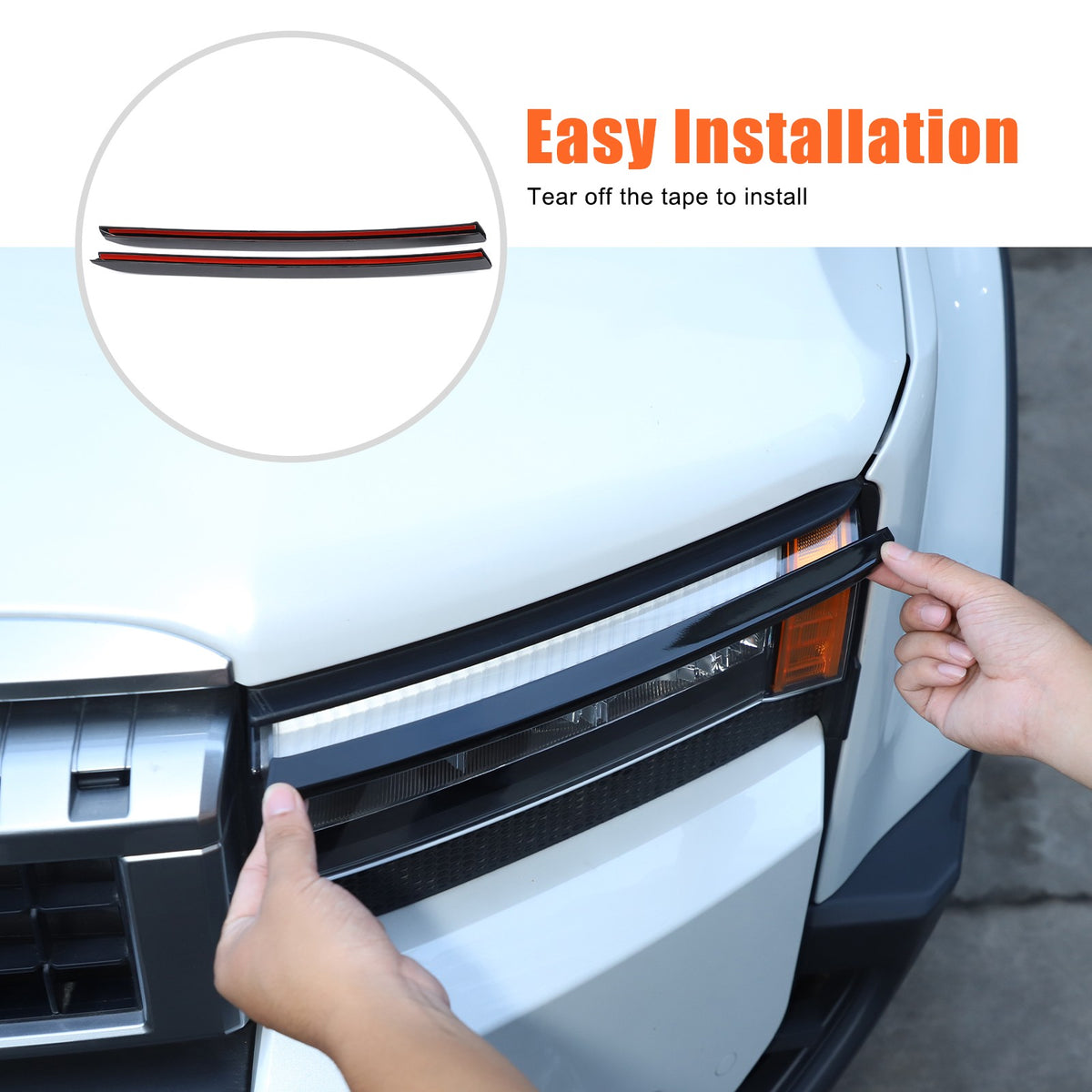 Glossy Piano Black Front Headlight Eyebrow Trim For Toyota Prado LC250 2024+ US 7